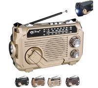 RadiVive Solar-Powered Radio, RadiVive Solar Hand Crank Emergency Radio, with LED Flashlight for Camping Outdoors (Khaki)