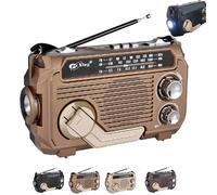RadiVive Solar-Powered Radio, RadiVive Solar Hand Crank Emergency Radio, with LED Flashlight for Camping Outdoors (Light Brown)