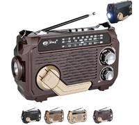 RadiVive Solar-Powered Radio, RadiVive Solar Hand Crank Emergency Radio, with LED Flashlight for Camping Outdoors (Dark Brown)