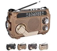 RadiVive Solar-Powered Radio, Solar Hand Crank Emergency Radio, Portable Hands cranks radios Solars, with LED Flashlight for Camping Outdoors (Light Brown)