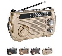 RadiVive Solar-Powered Radio, Solar Hand Crank Emergency Radio, Portable Hands cranks radios Solars, with LED Flashlight for Camping Outdoors (Khaki)