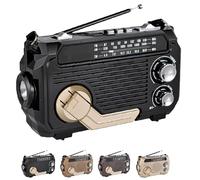 RadiVive Solar-Powered Radio, Solar Hand Crank Emergency Radio, Portable Hands cranks radios Solars, with LED Flashlight for Camping Outdoors (Black)