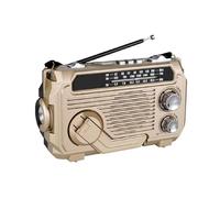 Radivive Solar-Powered Radio, Solar Hand Crank Emergency Radio, Portable Solar Hand Crank Emergency Radios, Vintage Decor Radios, Rechargeable Battery Operated, for Outdoor (Khaki)