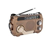 Radivive Solar-Powered Radio, Solar Hand Crank Emergency Radio, Portable Solar Hand Crank Emergency Radios, Vintage Decor Radios, Rechargeable Battery Operated, for Outdoor (Brown)