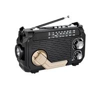 Radivive Solar-Powered Radio, Solar Hand Crank Emergency Radio, Portable Solar Hand Crank Emergency Radios, Vintage Decor Radios, Rechargeable Battery Operated, for Outdoor (Black)