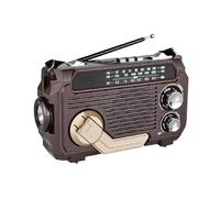 Radivive Solar-Powered Radio, Solar Hand Crank Emergency Radio, Portable Solar Hand Crank Emergency Radios, Vintage Decor Radios, Rechargeable Battery Operated, for Outdoor (Coffee)