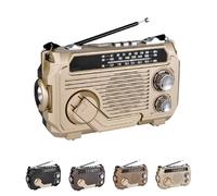 RadiVive Solar-Powered Radio, Solar Hand Crank Radio, FM/Am/Sw Old Fashion Classic Style, Portable Hands cranks radios Solar, Gift for Parents, for Camping Outdoors (Khaki)