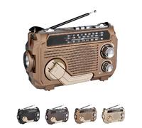 RadiVive Solar-Powered Radio, Solar Hand Crank Radio, FM/Am/Sw Old Fashion Classic Style, Portable Hands cranks radios Solar, Gift for Parents, for Camping Outdoors (Light Brown)