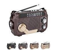 RadiVive Solar-Powered Radio, Solar Hand Crank Radio, FM/Am/Sw Old Fashion Classic Style, Portable Hands cranks radios Solar, Gift for Parents, for Camping Outdoors (Dark Brown)