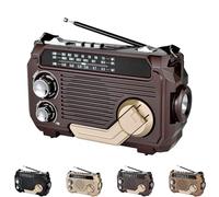 Radivive Solar-Powered Radio, Solar Powered Radio, Solars Hand Crank Emergency Radios, Rechargeable Battery Operated, Hand Crank Radios (Wine Red)