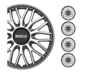 Radkappen Radzierblenden Sparco Roma 15" Zoll Coche Cubierta Juego Plata Gris 4X