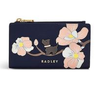 RADLEY London Coin Street Magnolia Evenfall - Cartera de piel lisa con cremallera para mujer, tamaño mediano, con apliques y serigrafía