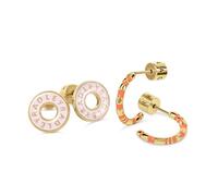 Radley Pendientes de aro chapados en oro de 18 quilates para mujer, 2 unidades, esmalte rosa