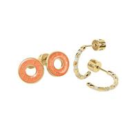 Radley Pendientes de aro chapados en oro de 18 quilates para mujer, dos unidades, esmalte naranja