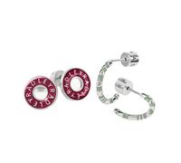 Radley Pendientes de aro chapados en plata para mujer, diseño de rosquilla esmaltada con rubí