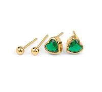 Radley Pendientes de tuerca de plata de ley chapados en oro de 18 quilates para mujer, diseño de corazón verde y bola