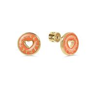 Radley Pendientes para mujer, chapados en oro de 18 quilates, esmalte naranja, corazón recortado