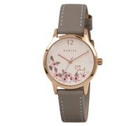 RADLEY Reloj analógico para mujer, chapado en oro rosa, esfera de perro, correa de cuero café, RY22030A