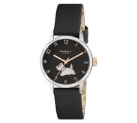 RADLEY Reloj de pulsera para mujer chapado en plata con correa de cuero negro en dos tonos, negro, Moderno