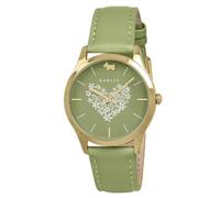 RADLEY RY22026A - Reloj analógico para mujer, chapado en oro, esfera de corazón floral, correa de piel verde manzana