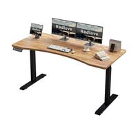 Radlove Dual Motors - Escritorio eléctrico de pie de altura ajustable de 63 x 30 pulgadas con diseño curvado, mesa de pie, 4 llaves de memoria, escritorio para computadora con tablero de empalme