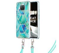 RADOO FatcatChoice Funda Compatible con Xiaomi Mi 10T Lite 5G, Patrón de Mármol Funda de Silicona para Teléfono con Ajustable Collar Correa de Cuello Cadena Cordón Caja del Teléfono (Verde)