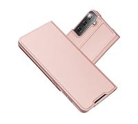 RADOO Funda Compatible con Samsung Galaxy S21 5G, Slim Case de Estilo Billetera Carcasa Libro de Cuero, PU Leather con TPU Silicona Case Interna Suave [Función Soporte] (Oro Rosa)
