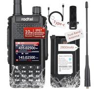 Radtel Radio jamón RT-630 IP67 impermeable de 10 W, banda de aire de aviación de 256 canales, walkie talkie de mano de largo alcance, frecuencia de copia inalámbrica, cargador USB-C, batería de 2800