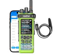 Radtel RT-950 Pro Ham Radio TX GPS/APRS, 10W Walkie Talkie Long Range Handheld Two Way Radio, Am/FM/CB/SW/MW/LW RX, Bluetooth App Programming, NOAA, Spectrum Analyzer，Green (with Programming Cable)