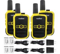 Radtel RT12 PMR 446 Walkie Talkie Recargable 16 Canales de Radio sin Licencia CTCSS DCS Walky Walky Radio con Carga USB para la construcción Restaurante Supermercado(4 Pack) (Amarillo)