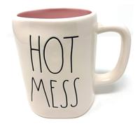Rae Dunn ""HOT MESS"" Mug - Pink interior - ceramic - very rare!