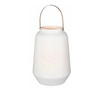 Räder Home 13185 - Farol Grande de Porcelana con Mango de latón en Color Blanco con una Altura de 30 cm
