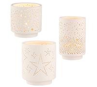 Räder Living 89957 - Juego de 3 Luces de Porcelana (11 x 7 cm, 9 x 7 cm, 7 x 6,5 cm), Color Blanco