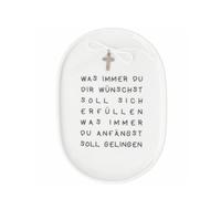 Räder Plato de porcelana con texto en alemán "Was immer du dir wünscht", colección Glaubensfreude - Plato pequeño con bendición