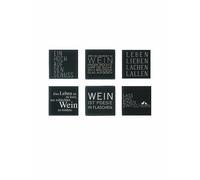 RAEDER Posavasos Juego de 6 WEIN TEXTO 10x10cm Negro negro
