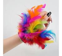 RAEF 1 Uds. Puños de Plumas de Piel Natural para Mujer, puños Sexis con Plumas, Brazalete a presión, Mangas, muñeca, Brazo, Camisa extraíble