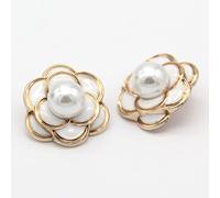 RAEF Botones de Metal Dorado con Perlas y Flores para Mujer, 6 uds., 25mm, para Prendas de Vestir, Chaqueta, suéteres, Accesorios de Costura Hechos a Mano Decorativos