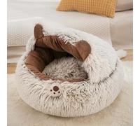 RAEF Cama de Gato de Felpa Larga para Invierno, cojín Redondo para Gato, casa para Gato Caliente, Cesta, Bolsa de Dormir para Gato, Nido para Gato, Perrera para Perro pequeño, 1 Uds.