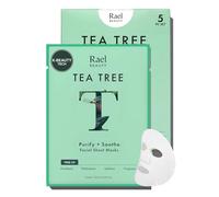 Rael Mascarilla Facial de Árbol de Té- Purificante y Calmante (5 Unidades) | Skincare Coreano, con Centella Asiatica, Mascarilla de Tejido de Bambú, Sin Fragancia ni PEG, Cruelty Free