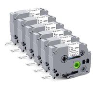 Raemall Repuesto para Brother Label Maker Tape Clear TZ 9 mm 0.35 pulgadas Ptouch cinta de etiquetas negra sobre transparente TZe-121 TZe121 P Touch recambios para PTD210 PTH100, 1/2 pulgada 26.2 pies, paquete de 6