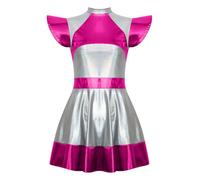 Raenseen Mujer Vestido Holográfico Disco Sin Mangas Color Metálico Fiesta | Ropa Fiestas Rave Y Festivales,Manga De Capucha,Vestido Holográfico Metálico Brillante,Baile,Discoteca,Club,Festival Música