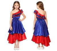 Raenseen Niños Vestido Español Traje De Baile Tradicional Disfraz Cosplay Bailarín Presentación Festival Azul 7-8 años