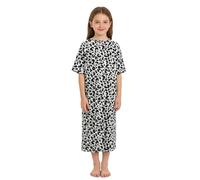 Raenseen Vestido Hospital Bonito con Estampado Abierto por La Espalda Y Autoamarrado Niñas Vestido Pacientes Después Cirugía Hombro Ropa Adaptable Blanco y Negro 9-10 años