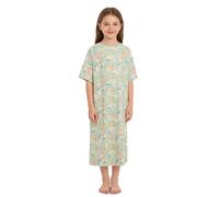 Raenseen Vestido Hospital Bonito con Estampado Abierto por La Espalda Y Autoamarrado Niñas Vestido Pacientes Después Cirugía Hombro Ropa Adaptable Verde Claro 9-10 años