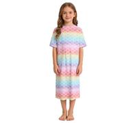 Raenseen Vestido Hospital Bonito con Estampado Abierto por La Espalda Y Autoamarrado Niñas Vestido Pacientes Después Cirugía Hombro Ropa Adaptable Rosa 9-10 años
