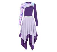 Raenseen Vestidos Danza Alabanza Litúrgica Mujer Manga Larga Ropa Danza Adoración En La Iglesia Traje Liturgia con Bloques Color Púrpura L
