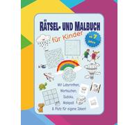 Rätsel- und Malbuch: Rätsel- und Malbuch für Kinder mit Labyrinthe, Wortsuchen, Sudoku, Motiven zum Ausmalen, Notes/110 Seiten/8,5x11 Zoll/Rätselspaß und Bilder zum Ausmalen/Geschenk