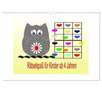 Rätselspaß für Kinder ab 4 Jahren (Wandkalender 2026 DIN A3 quer), CALVENDO Monatskalender: Kleine Rätsel für schlaue Kinder