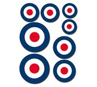 RAF Roundel The Who Mod Target Vespa #0199 - Hoja de pegatinas de vinilo brillante A5 (autoadhesivas)