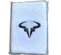 Rafa Nadal - Muñequera de tenis absorbente de sudor, transpirable, para fitness (par) (blanco)